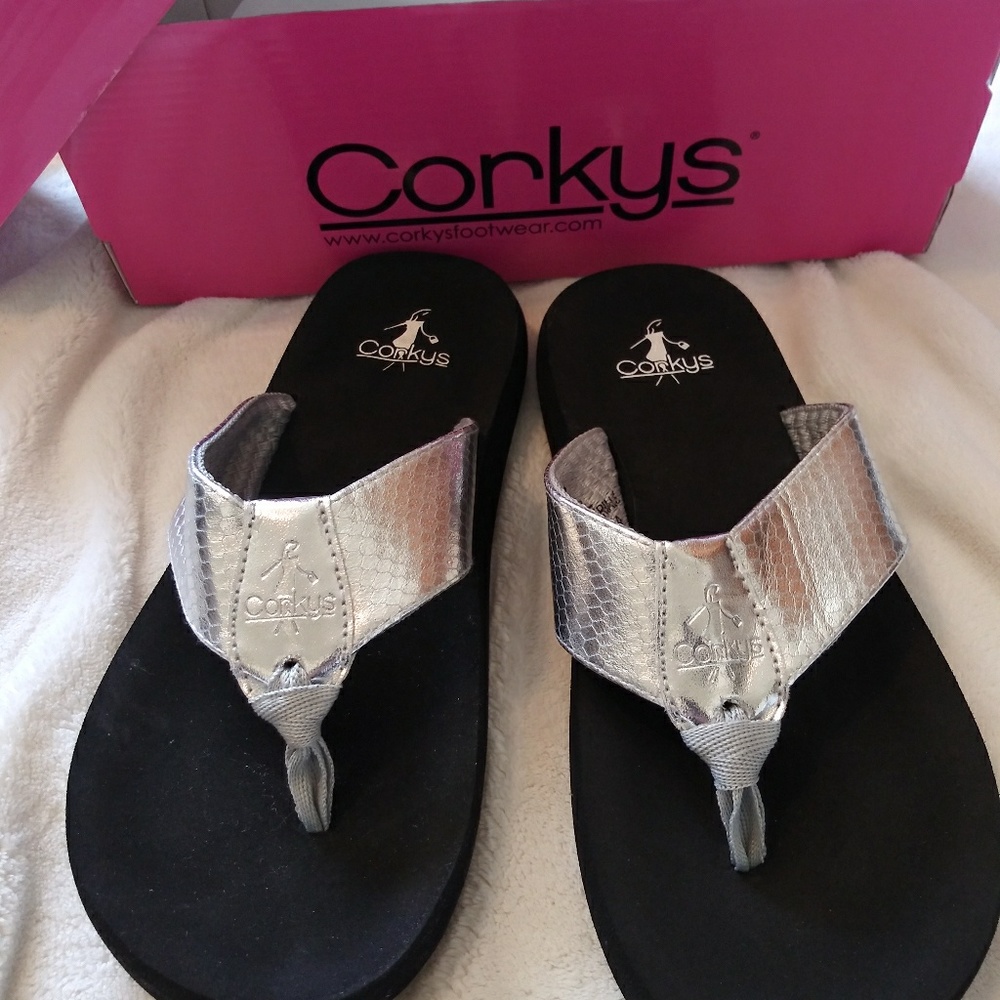 Corkys silver flip flop
